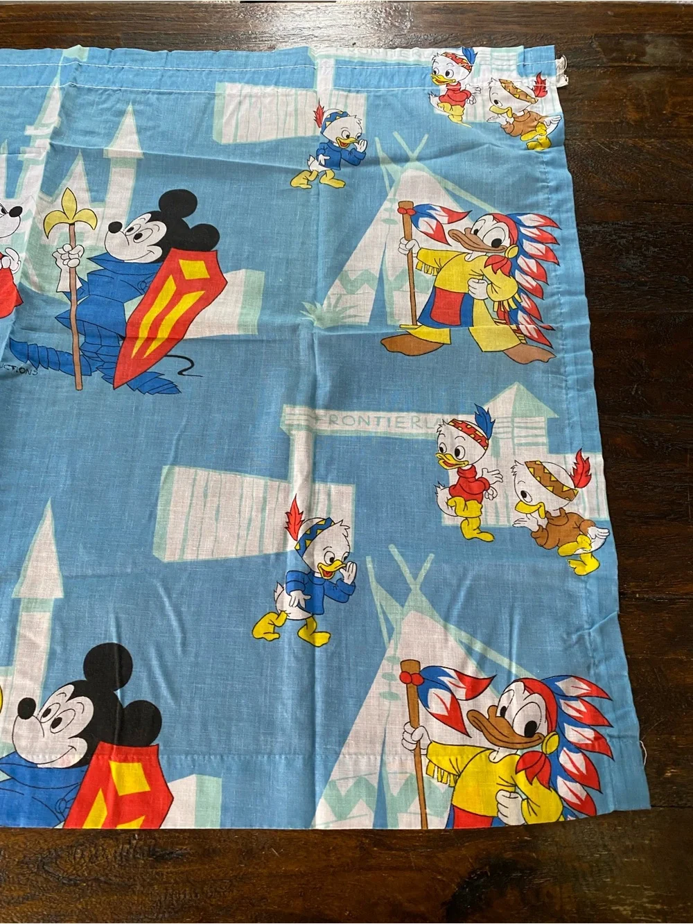 Vintage 1960s Set of 3 Walt Disney Mickey Mouse Disneyland Curtain Panels